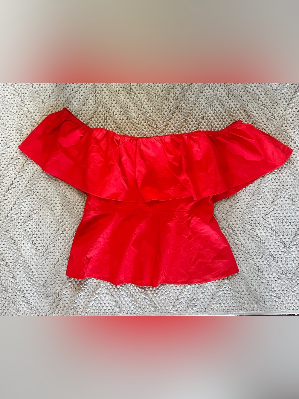 BOSTON PROPER Off-Shoulder SZ 18 Ruffle Blouse Red SEXY